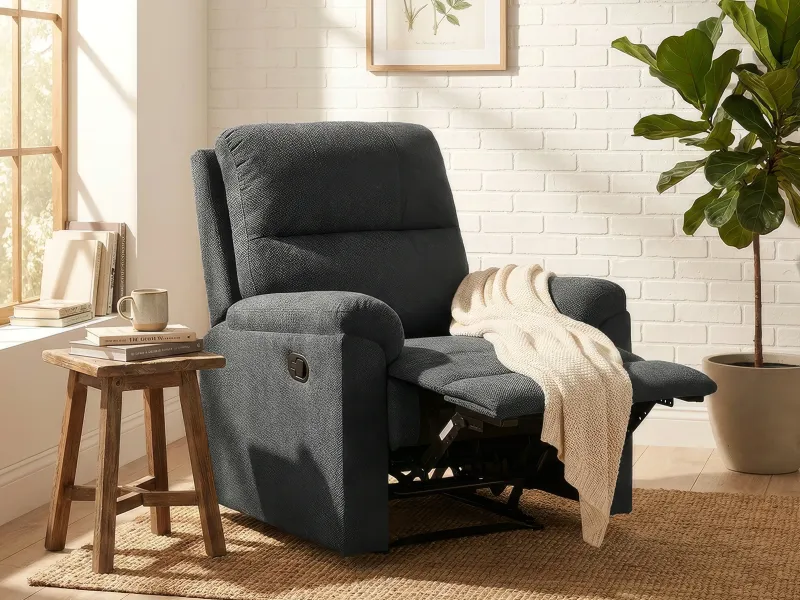 Erica Fabric Recliner in Charcoal Color